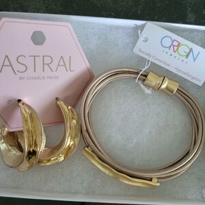 Astral Earrings and Origin bracelet set. 2pc set sold together.